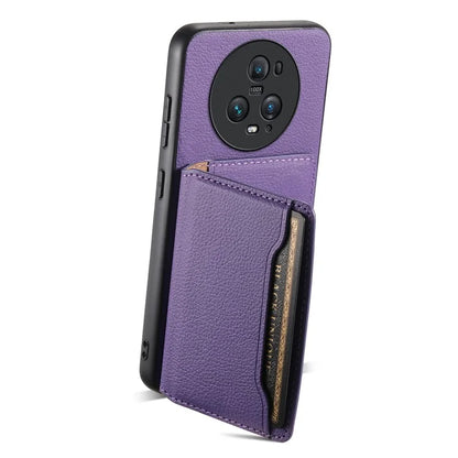 For Honor Magic5 Pro Card Slots Case Calf Texture PU Leather Phone Cover