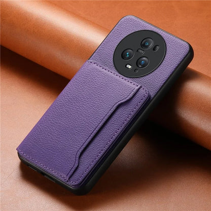 For Honor Magic5 Pro Card Slots Case Calf Texture PU Leather Phone Cover