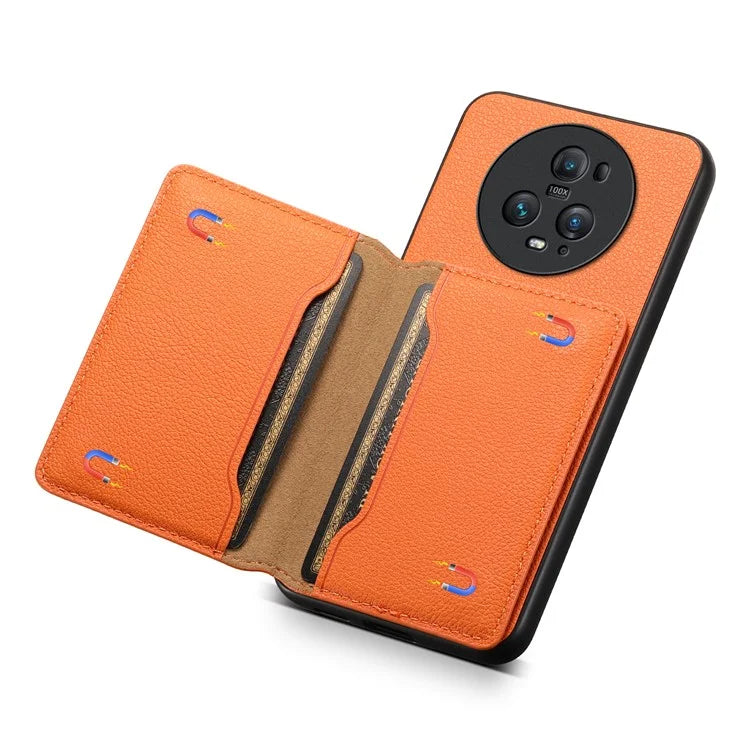 For Honor Magic5 Pro Card Slots Case Calf Texture PU Leather Phone Cover