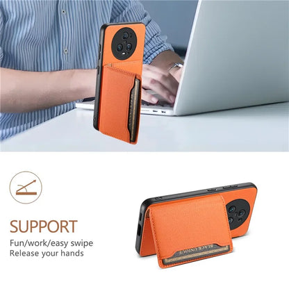 For Honor Magic5 Pro Card Slots Case Calf Texture PU Leather Phone Cover