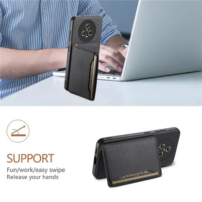 For Honor Magic5 Case Calf Texture PU+ PC+TPU Card Slot Phone Cover