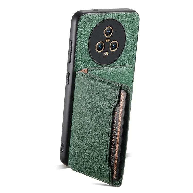 For Honor Magic5 Case Calf Texture PU+ PC+TPU Card Slot Phone Cover