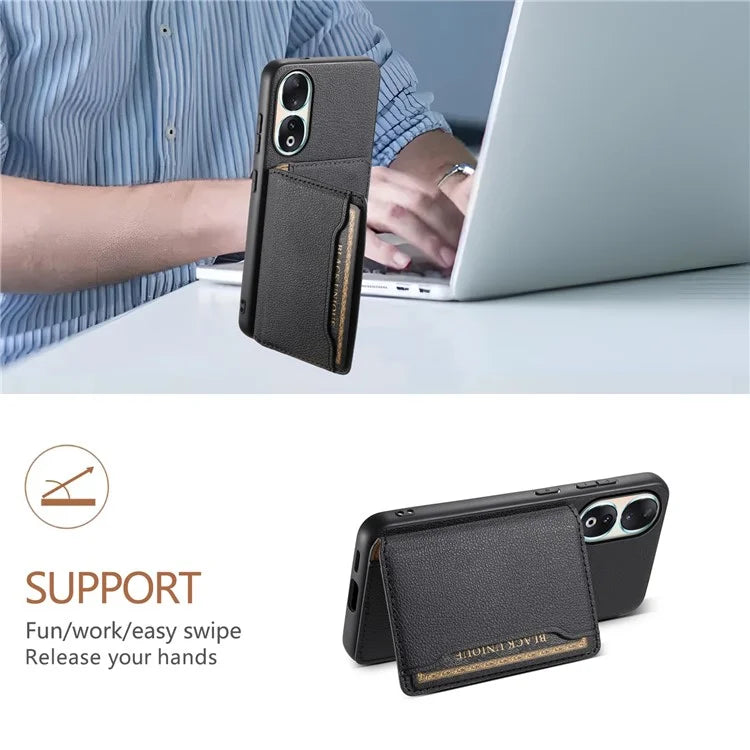 For Honor 90 Case PU Leather Kickstand Protective Phone Back Cover
