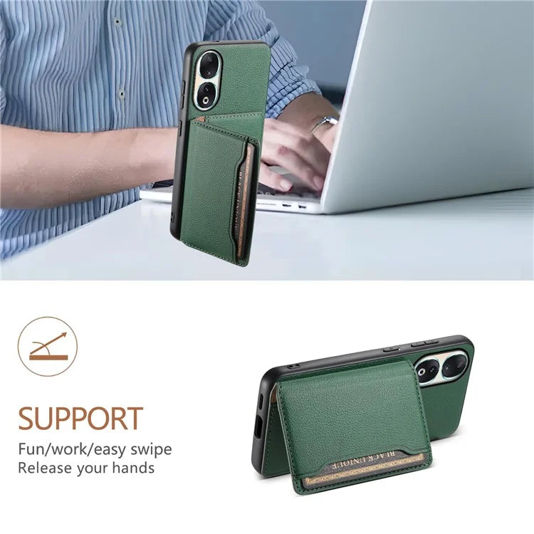 For Honor 90 Case PU Leather Kickstand Protective Phone Back Cover