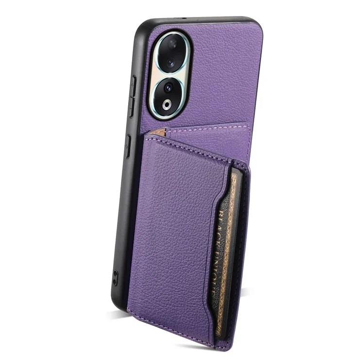 For Honor 90 Case PU Leather Kickstand Protective Phone Back Cover