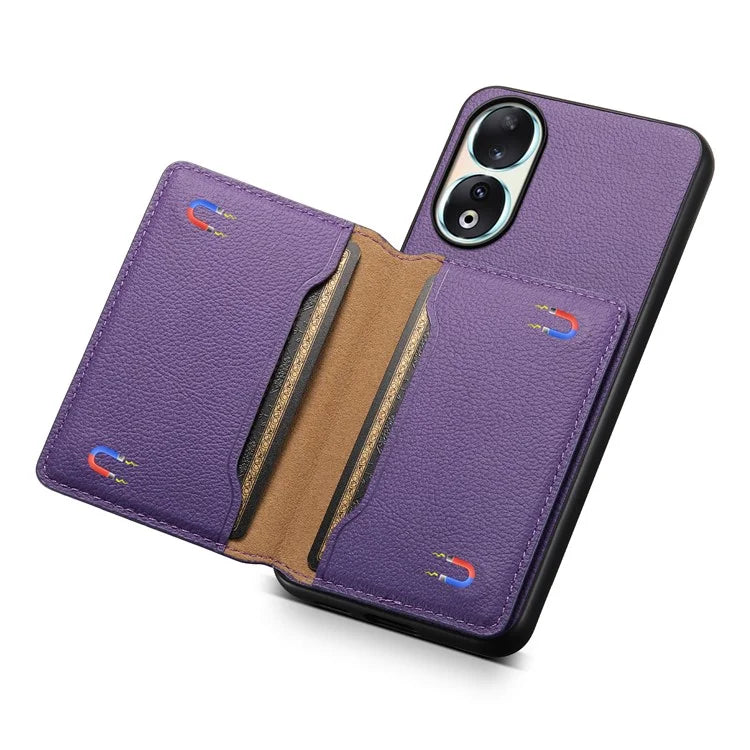 For Honor 90 Case PU Leather Kickstand Protective Phone Back Cover