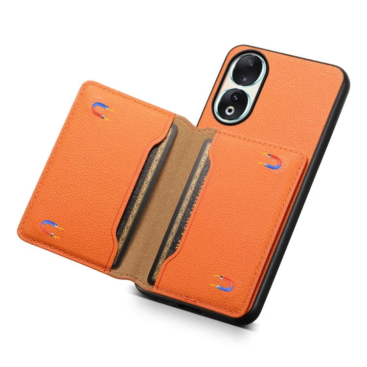 For Honor 90 Case PU Leather Kickstand Protective Phone Back Cover