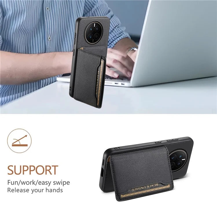 For Huawei Mate 50 4G Shockproof Case Leather+PC+TPU Kickstand Phone Shell