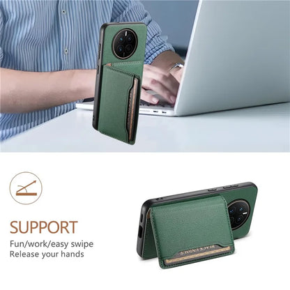 For Huawei Mate 50 4G Shockproof Case Leather+PC+TPU Kickstand Phone Shell