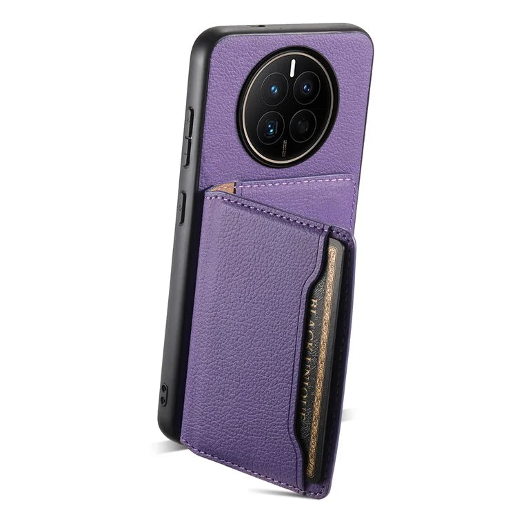 For Huawei Mate 50 4G Shockproof Case Leather+PC+TPU Kickstand Phone Shell