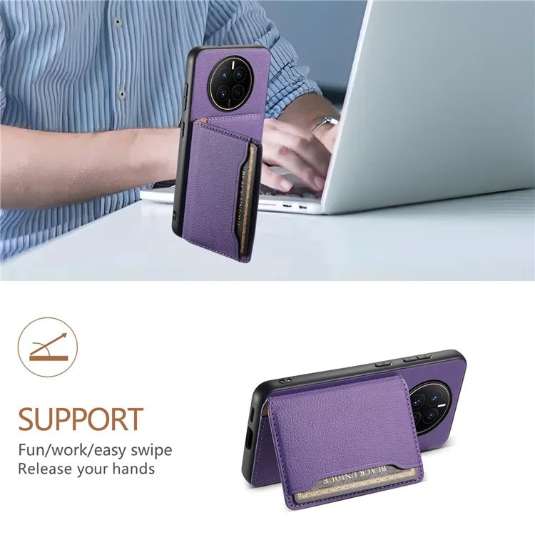 For Huawei Mate 50 4G Shockproof Case Leather+PC+TPU Kickstand Phone Shell