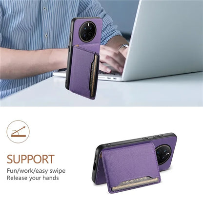 For Huawei Mate 50 4G Shockproof Case Leather+PC+TPU Kickstand Phone Shell