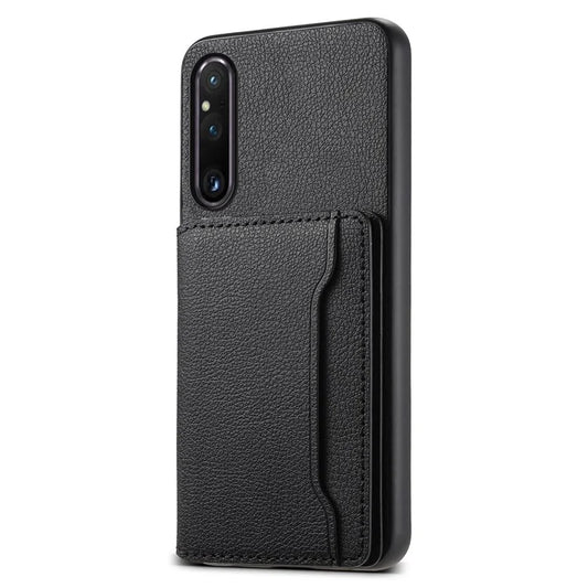 For Sony Xperia 1 V Kickstand Case Leather+PC+TPU Anti-scratch Mobile Phone Cover