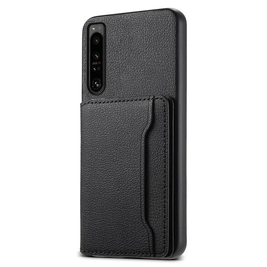 For Sony Xperia 1 IV 5G Back Case PU Leather Calf Texture Card Slots Phone Cover