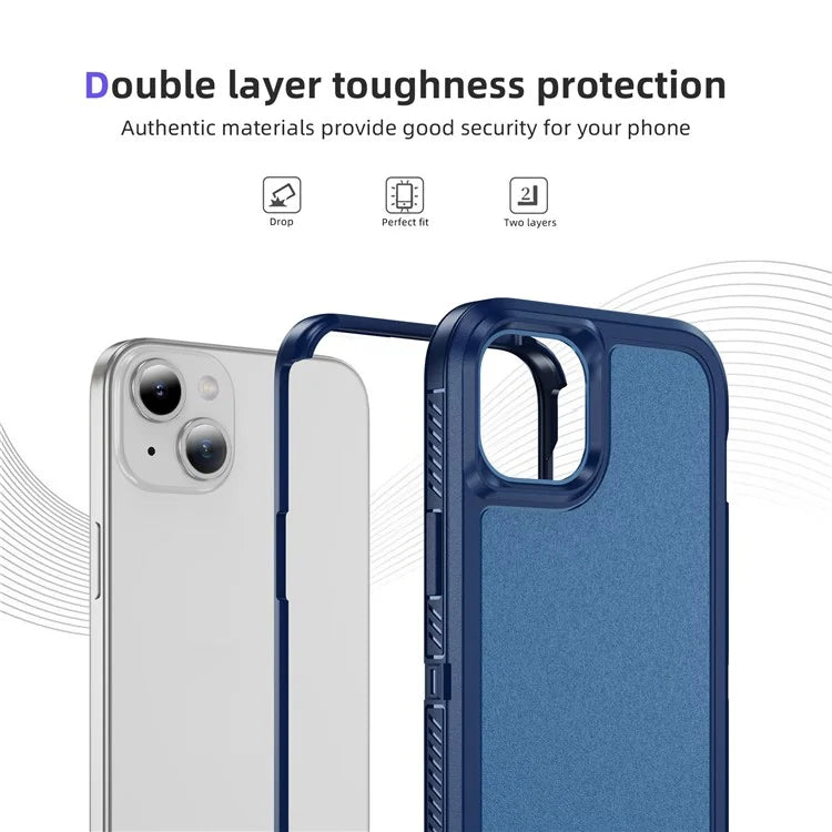 For iPhone 15 Plus / 14 Plus Case TPU+PC Phone Cover Non-slip Side Edge