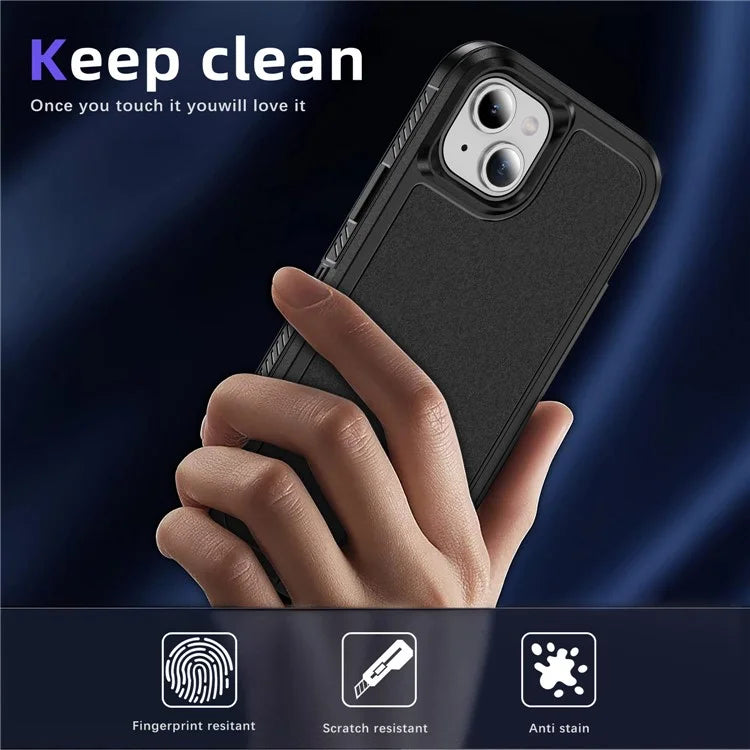 For iPhone 15 Plus / 14 Plus Case TPU+PC Phone Cover Non-slip Side Edge