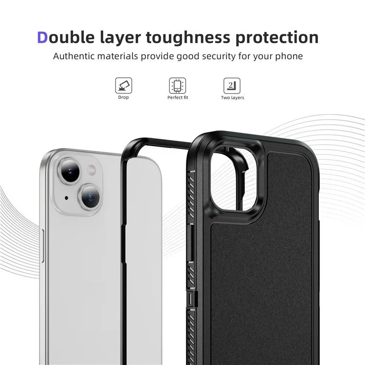 For iPhone 15 Plus / 14 Plus Case TPU+PC Phone Cover Non-slip Side Edge