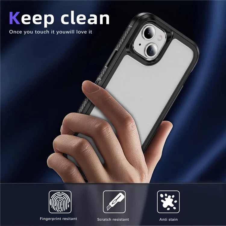 For iPhone 15 Plus / 14 Plus Case TPU+PC Phone Cover Non-slip Side Edge
