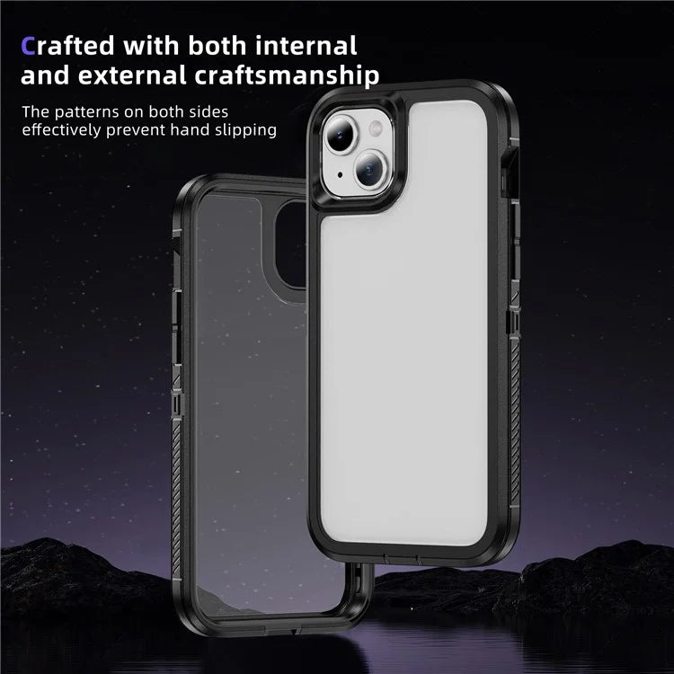 For iPhone 15 Plus / 14 Plus Case TPU+PC Phone Cover Non-slip Side Edge