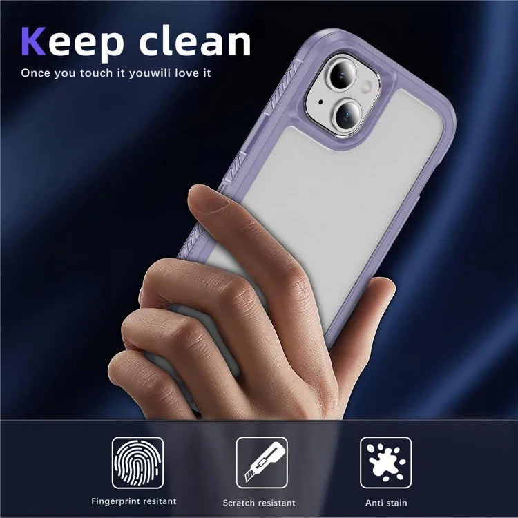 For iPhone 15 Plus / 14 Plus Case TPU+PC Phone Cover Non-slip Side Edge