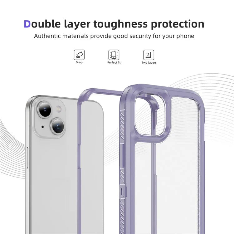 For iPhone 15 Plus / 14 Plus Case TPU+PC Phone Cover Non-slip Side Edge
