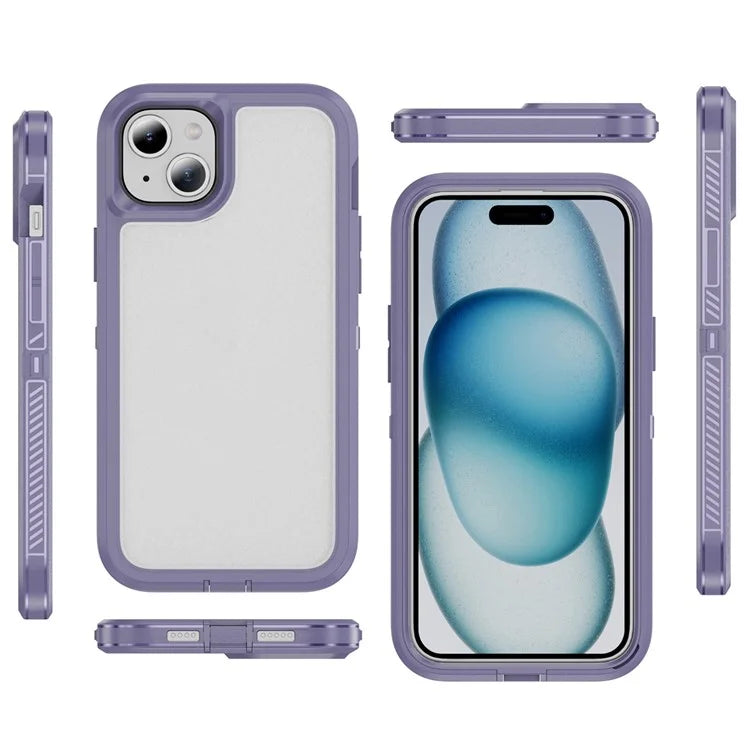 For iPhone 15 Plus / 14 Plus Case TPU+PC Phone Cover Non-slip Side Edge