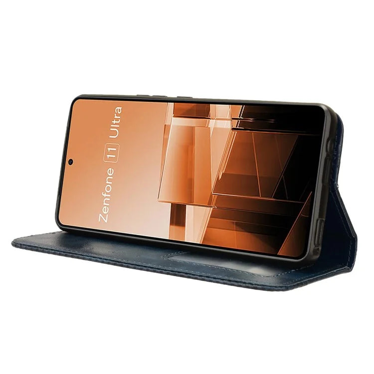 For Asus Zenfone 11 Ultra 5G Case PU Leather Magnetic Closure Vintage Wallet Phone Cover