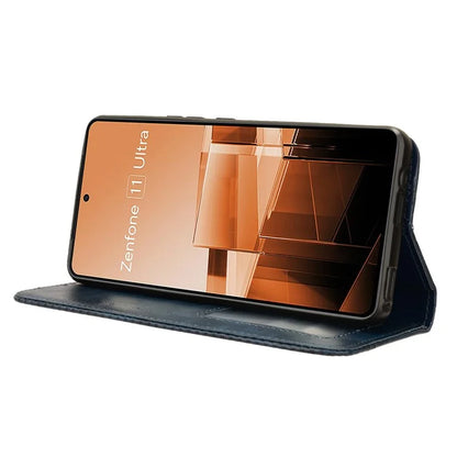 For Asus Zenfone 11 Ultra 5G Case PU Leather Magnetic Closure Vintage Wallet Phone Cover