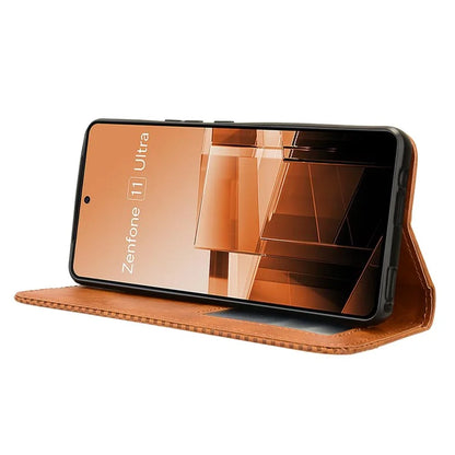 For Asus Zenfone 11 Ultra 5G Case PU Leather Magnetic Closure Vintage Wallet Phone Cover
