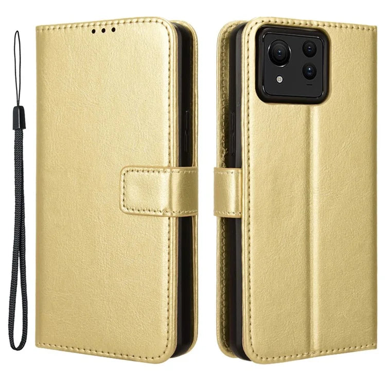 For Asus Zenfone 11 Ultra 5G Case Crazy Horse Texture Scratch-proof Phone Cover with  Folding Stand