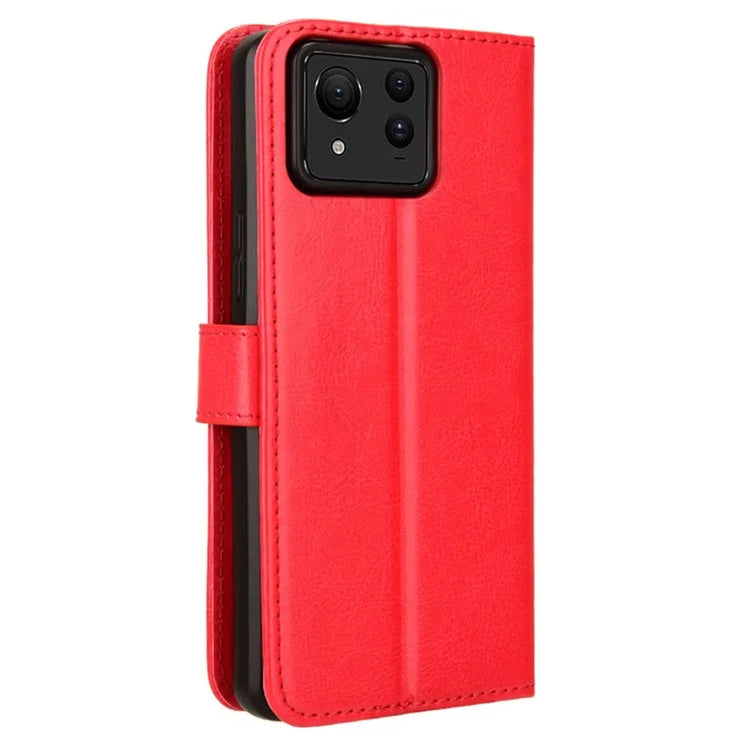 For Asus Zenfone 11 Ultra 5G Case Crazy Horse Texture Scratch-proof Phone Cover with  Folding Stand