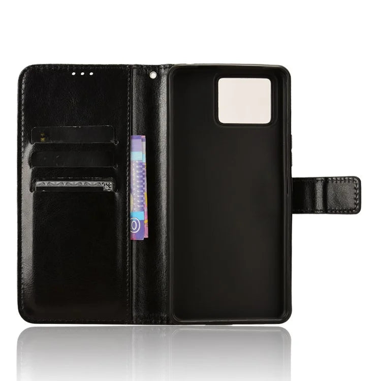 For Asus Zenfone 11 Ultra 5G Case Crazy Horse Texture Scratch-proof Phone Cover with  Folding Stand