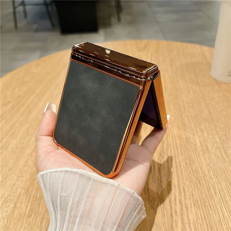 For Samsung Galaxy Z Flip5 5G Case Hinge Protection Leather+PC Phone Cover