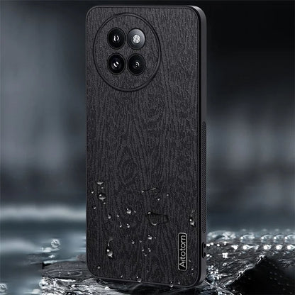 For Xiaomi Civi 4 Pro 5G / 14 Civi 5G Cell Phone Case Wood Texture Leather Coating PC+TPU Hybrid Shell