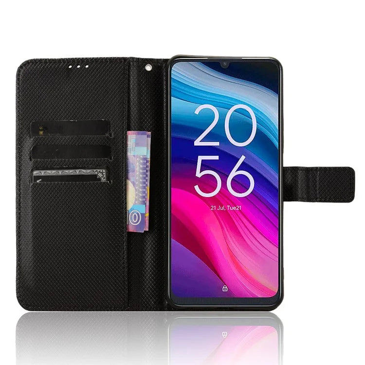 For TCL 50 SE Wallet Phone Case Diamond Texture PU Leather Flip Cover