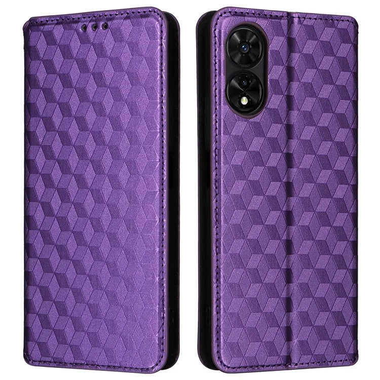 For TCL 50 SE Stand Case Rhombus Pattern Leather Folio Phone Cover