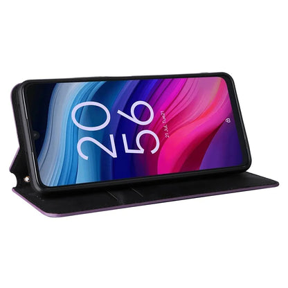 For TCL 50 SE Stand Case Rhombus Pattern Leather Folio Phone Cover