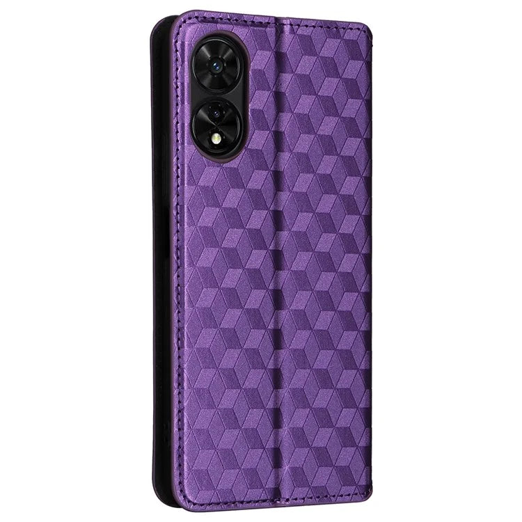 For TCL 50 SE Stand Case Rhombus Pattern Leather Folio Phone Cover