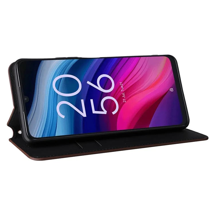 For TCL 50 SE Stand Case Rhombus Pattern Leather Folio Phone Cover