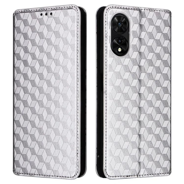 For TCL 50 SE Stand Case Rhombus Pattern Leather Folio Phone Cover