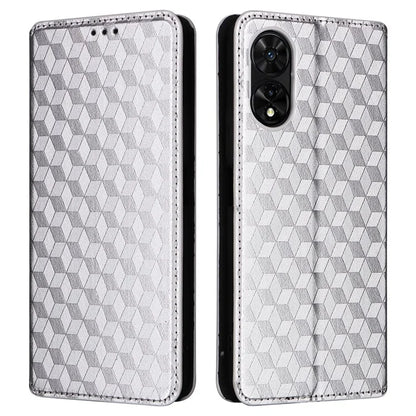 For TCL 50 SE Stand Case Rhombus Pattern Leather Folio Phone Cover
