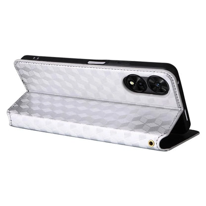 For TCL 50 SE Stand Case Rhombus Pattern Leather Folio Phone Cover