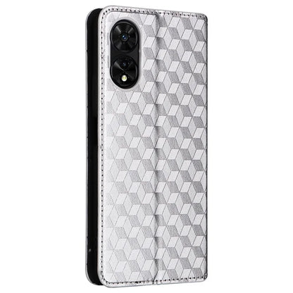 For TCL 50 SE Stand Case Rhombus Pattern Leather Folio Phone Cover