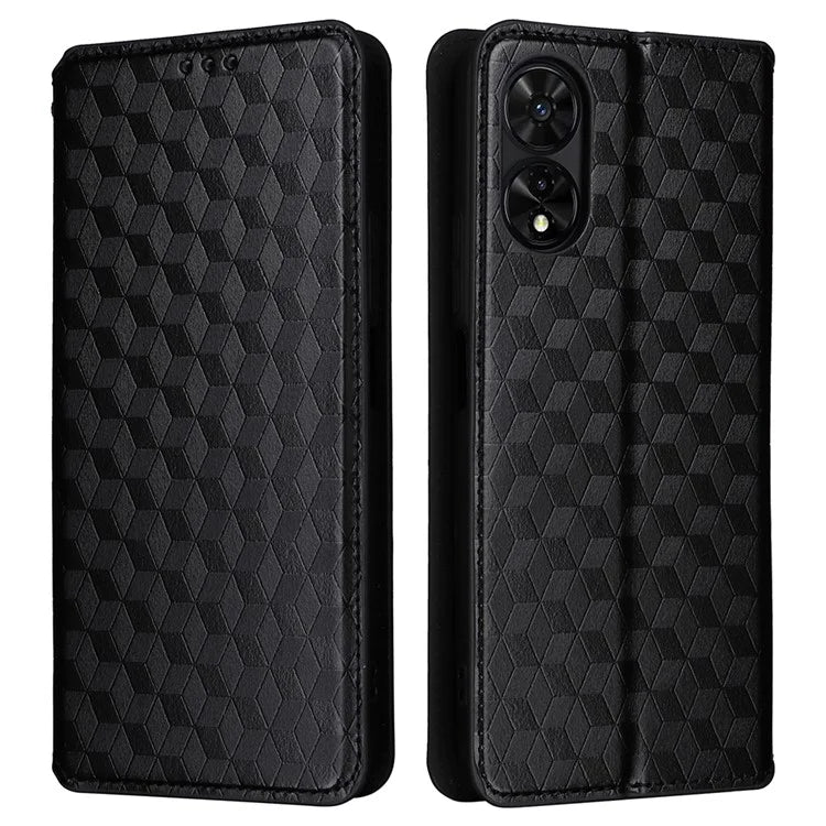 For TCL 50 SE Stand Case Rhombus Pattern Leather Folio Phone Cover