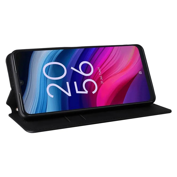 For TCL 50 SE Stand Case Rhombus Pattern Leather Folio Phone Cover