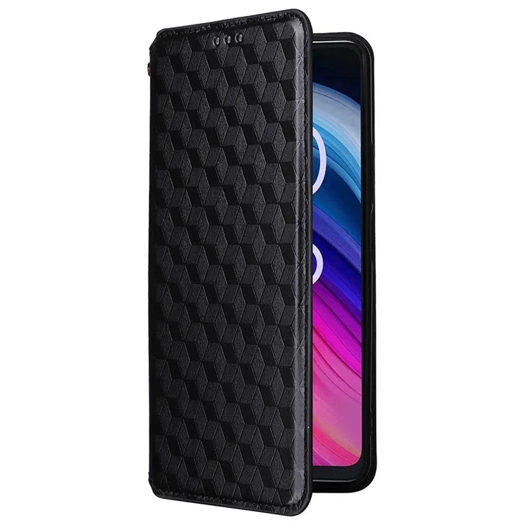 For TCL 50 SE Stand Case Rhombus Pattern Leather Folio Phone Cover