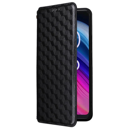 For TCL 50 SE Stand Case Rhombus Pattern Leather Folio Phone Cover
