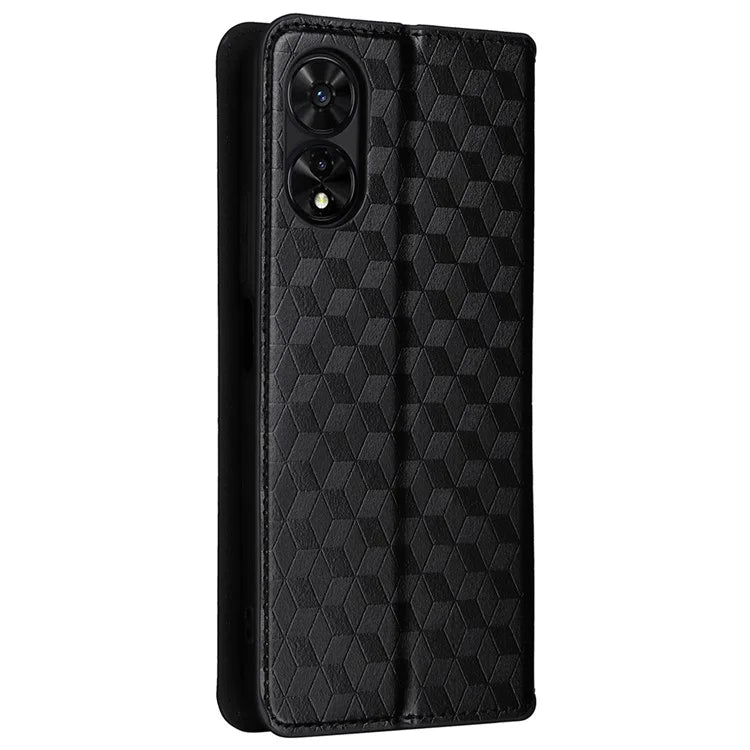 For TCL 50 SE Stand Case Rhombus Pattern Leather Folio Phone Cover