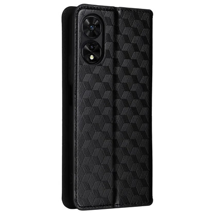 For TCL 50 SE Stand Case Rhombus Pattern Leather Folio Phone Cover