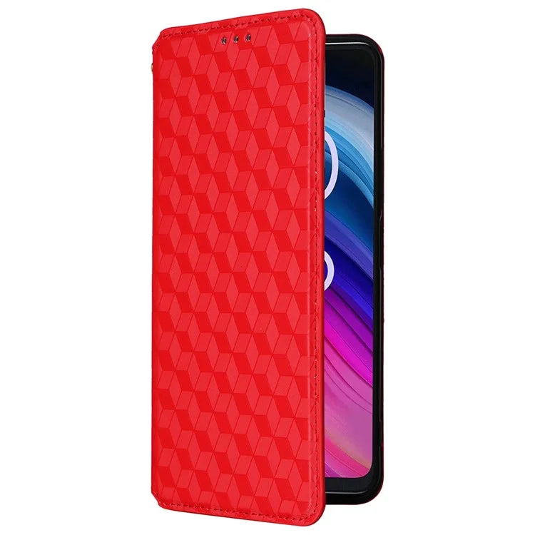 For TCL 50 SE Stand Case Rhombus Pattern Leather Folio Phone Cover